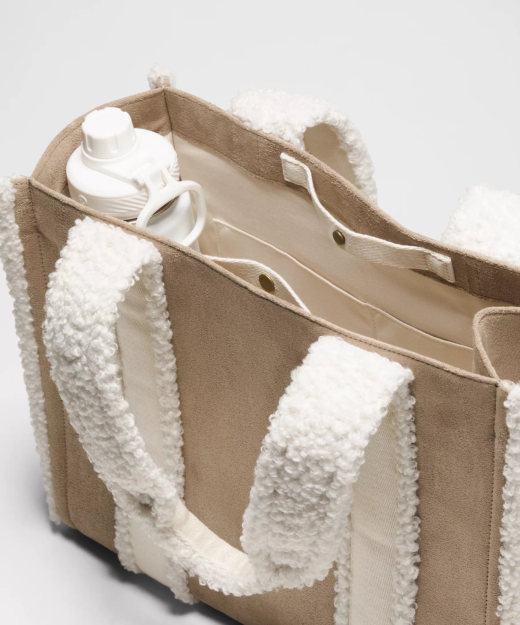 Boxy Tote Bag 10L Faux Shearling Trims